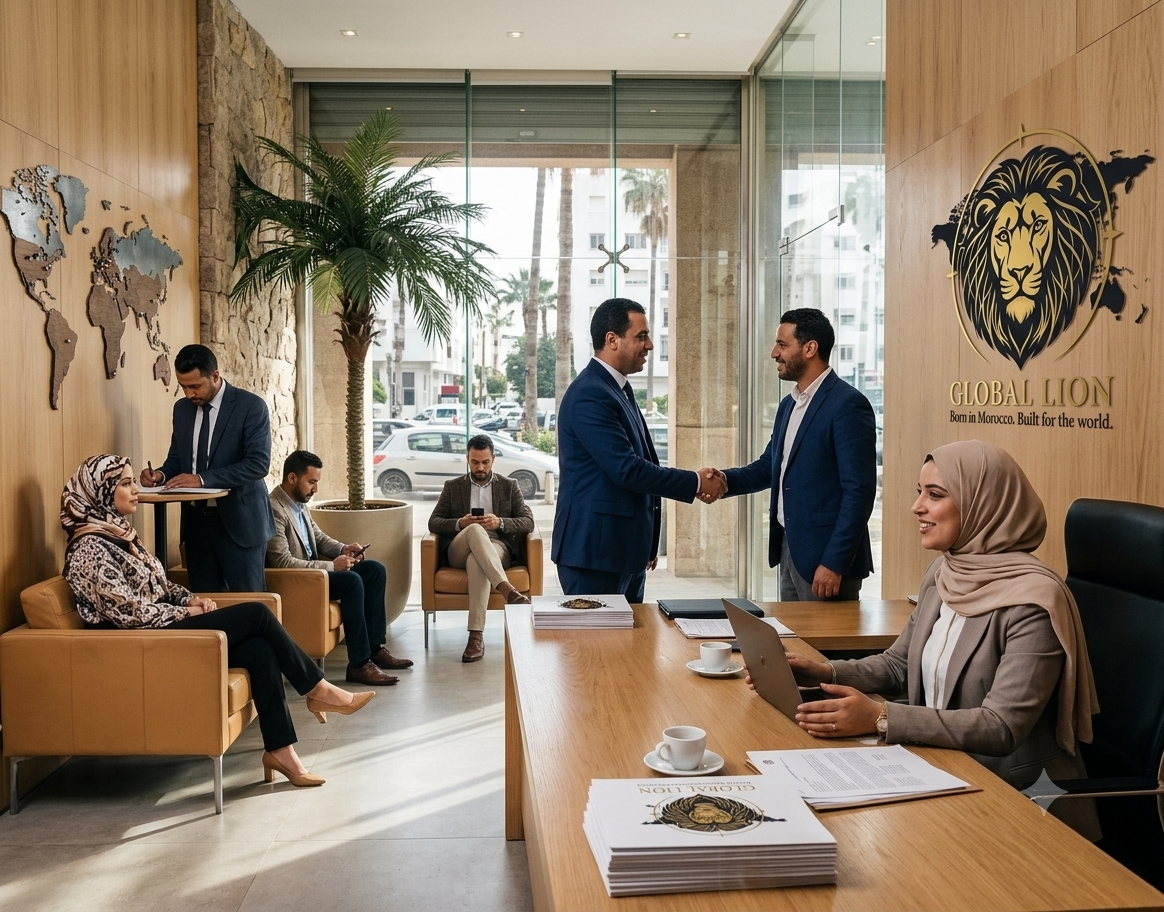 Équipe GLOBAL LION accueil client import export Casablanca Maroc